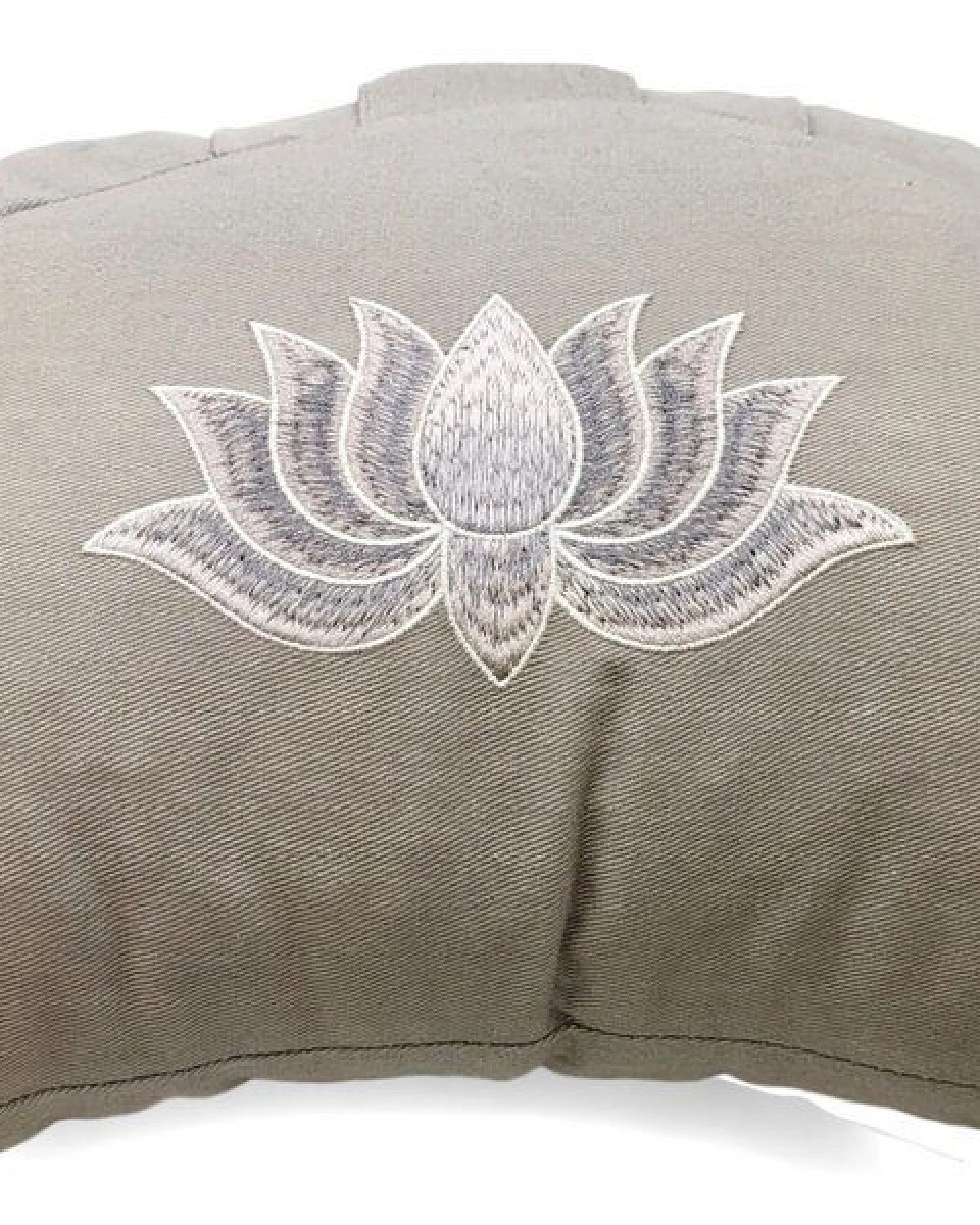 BAGHI Meditationskissen Halbmond pastellige Farben Lotus Bestickung - aus Bio-Baumwolle kbA zertifiziert Sitzhöhe 14 cm – Ansicht 3