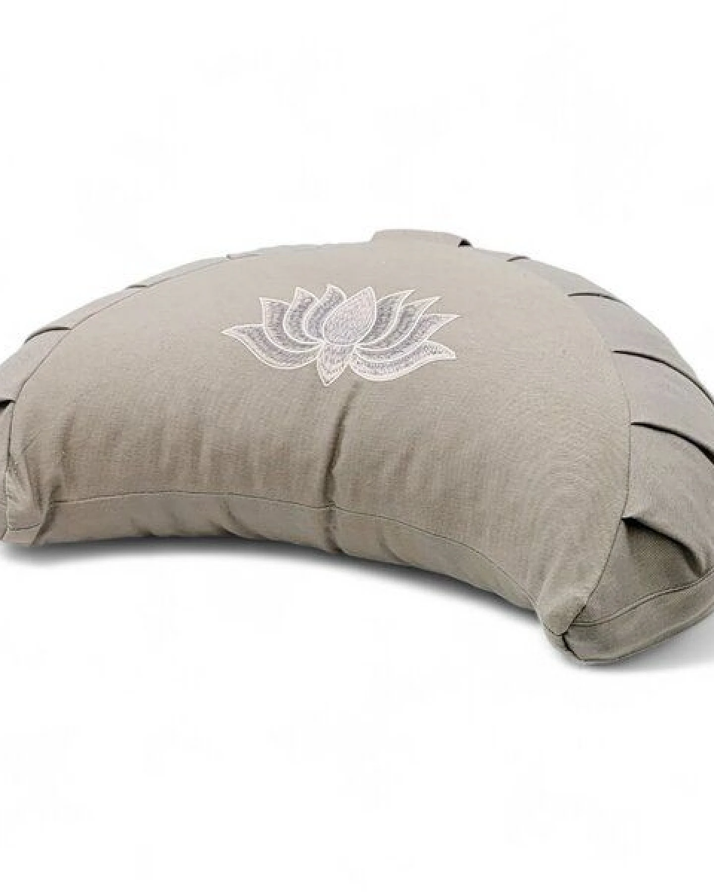 BAGHI Meditationskissen Halbmond pastellige Farben Lotus Bestickung - aus Bio-Baumwolle kbA zertifiziert Sitzhöhe 14 cm – Ansicht 4