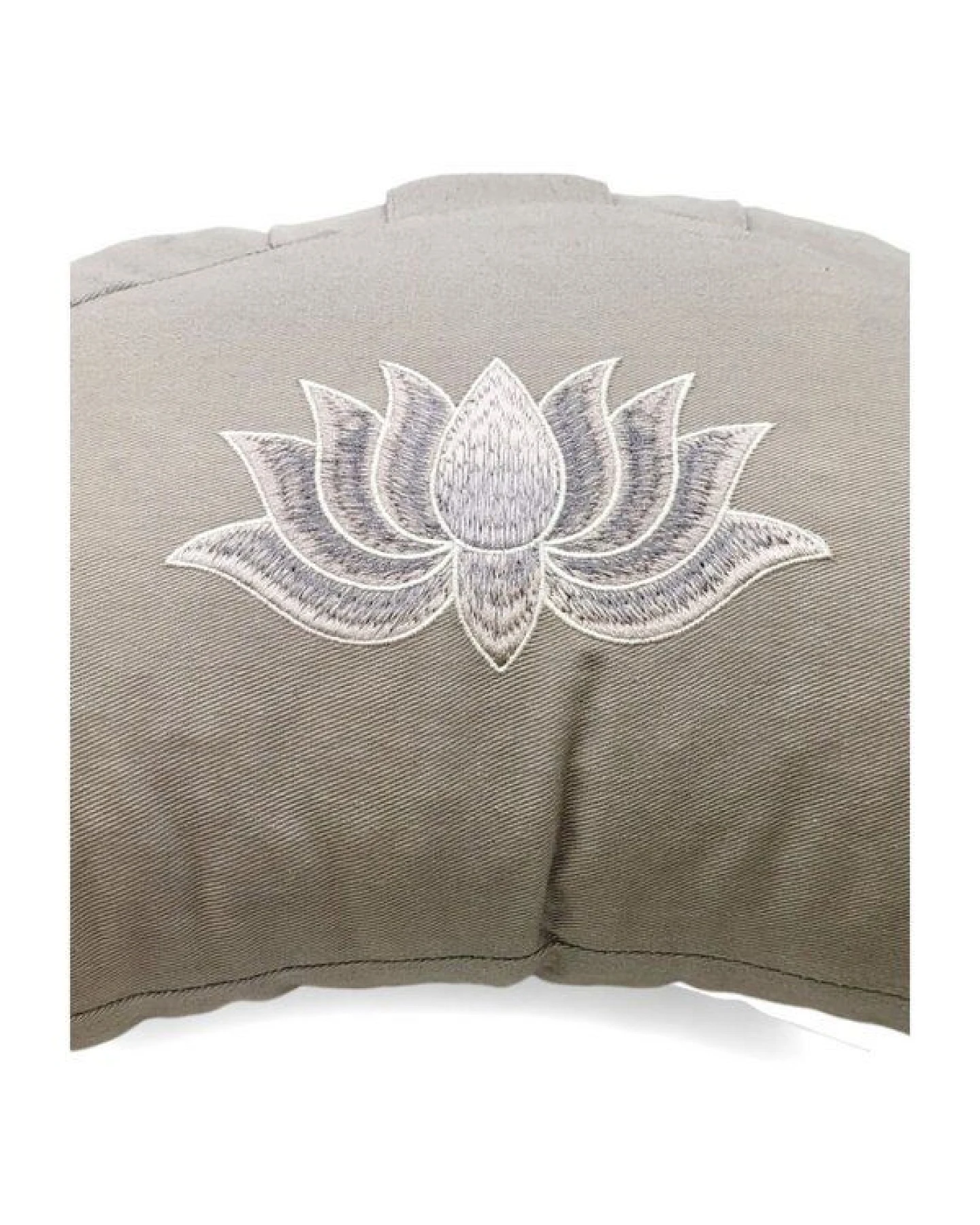 BAGHI Meditationskissen Halbmond pastellige Farben Lotus Bestickung - aus Bio-Baumwolle kbA zertifiziert Sitzhöhe 14 cm – Ansicht 3