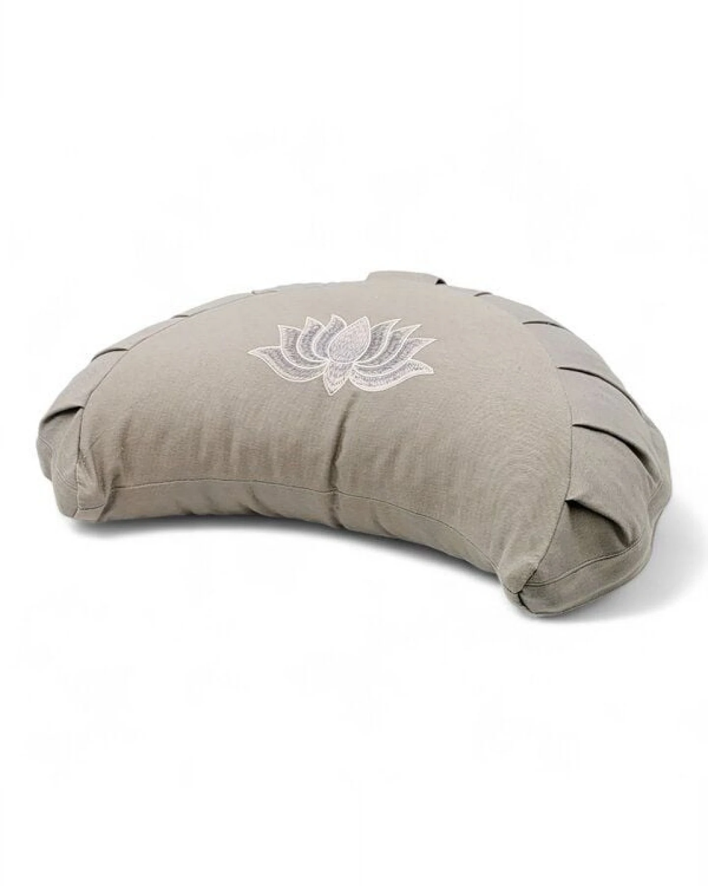 BAGHI Meditationskissen Halbmond pastellige Farben Lotus Bestickung - aus Bio-Baumwolle kbA zertifiziert Sitzhöhe 14 cm – Ansicht 4