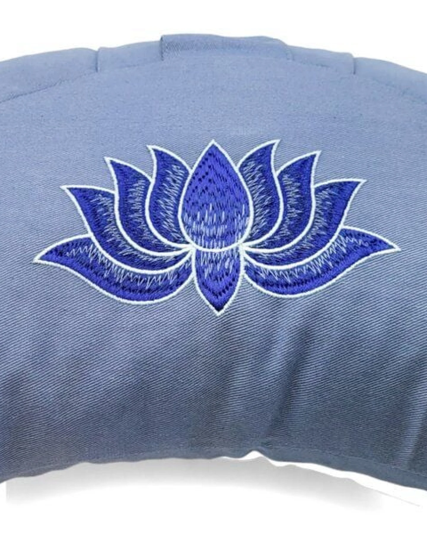 BAGHI Meditationskissen Halbmond pastellige Farben Lotus Bestickung - aus Bio-Baumwolle kbA zertifiziert Sitzhöhe 14 cm – Ansicht 3