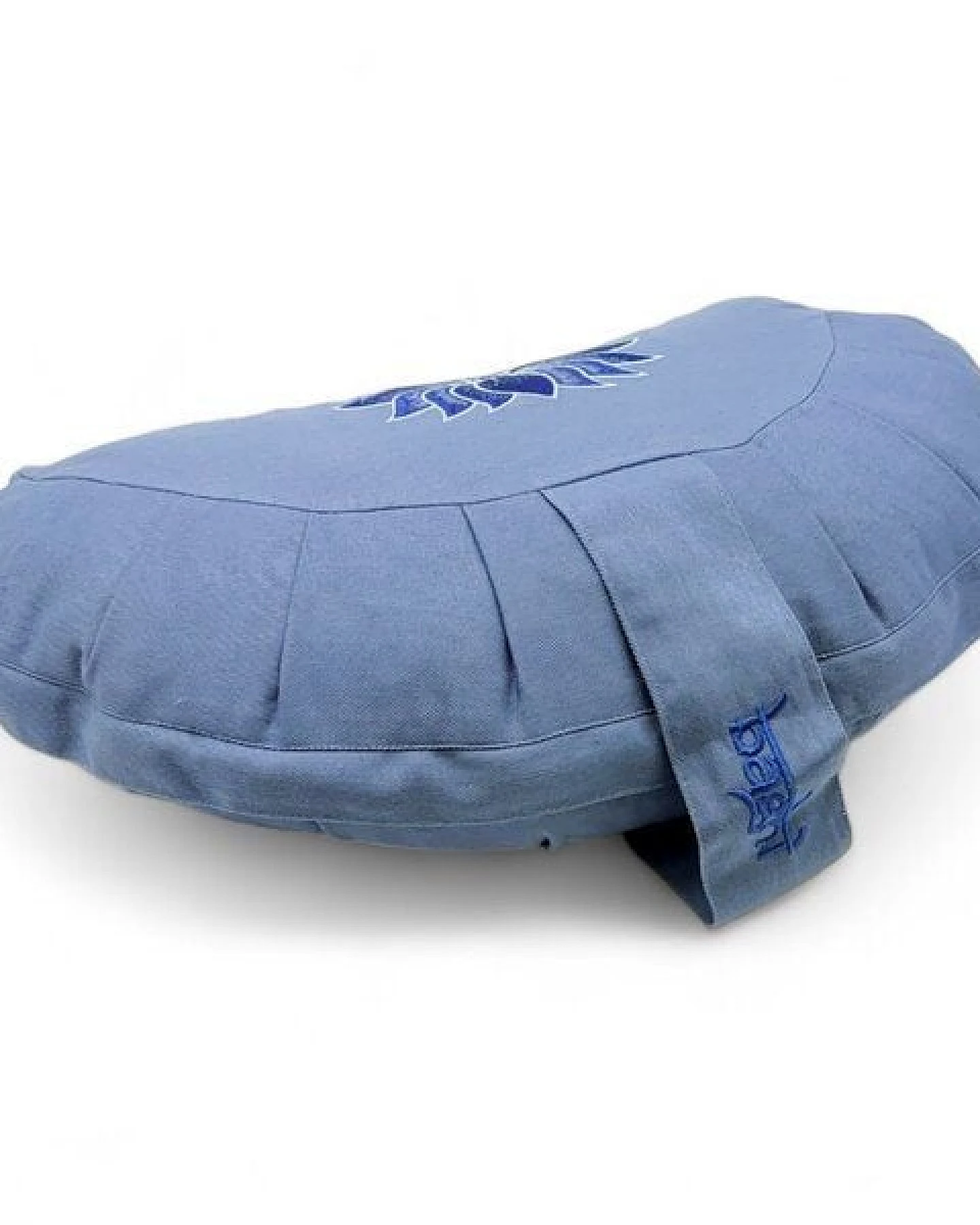 BAGHI Meditationskissen Halbmond pastellige Farben Lotus Bestickung - aus Bio-Baumwolle kbA zertifiziert Sitzhöhe 14 cm – Ansicht 4