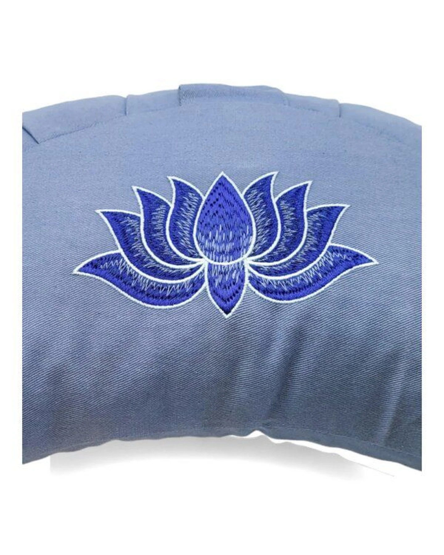 BAGHI Meditationskissen Halbmond pastellige Farben Lotus Bestickung - aus Bio-Baumwolle kbA zertifiziert Sitzhöhe 14 cm – Ansicht 3