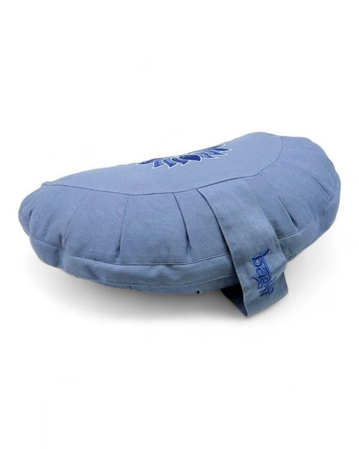 BAGHI Meditationskissen Halbmond pastellige Farben Lotus Bestickung - aus Bio-Baumwolle kbA zertifiziert Sitzhöhe 14 cm – Ansicht 4
