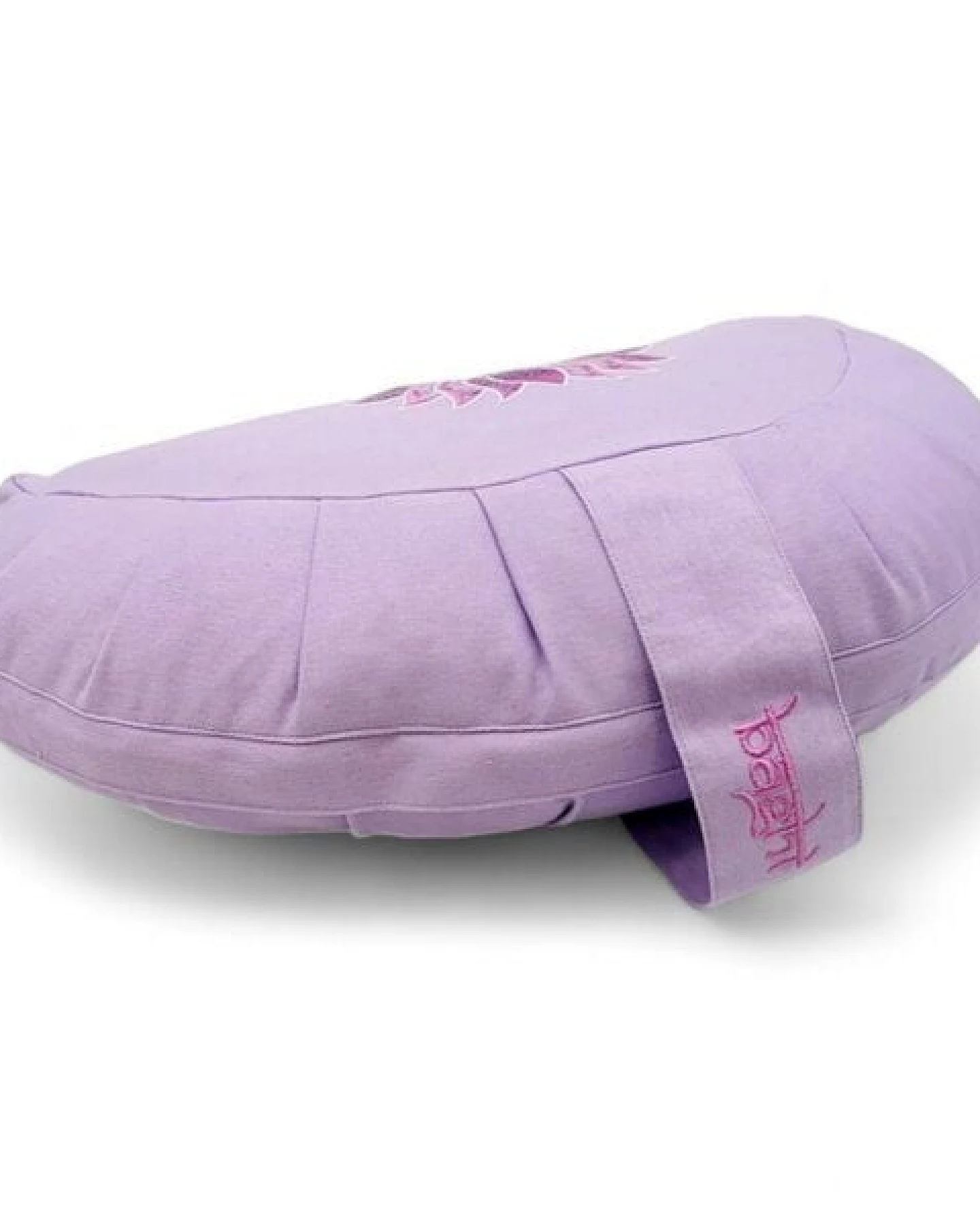 BAGHI Meditationskissen Halbmond pastellige Farben Lotus Bestickung - aus Bio-Baumwolle kbA zertifiziert Sitzhöhe 14 cm – Ansicht 4