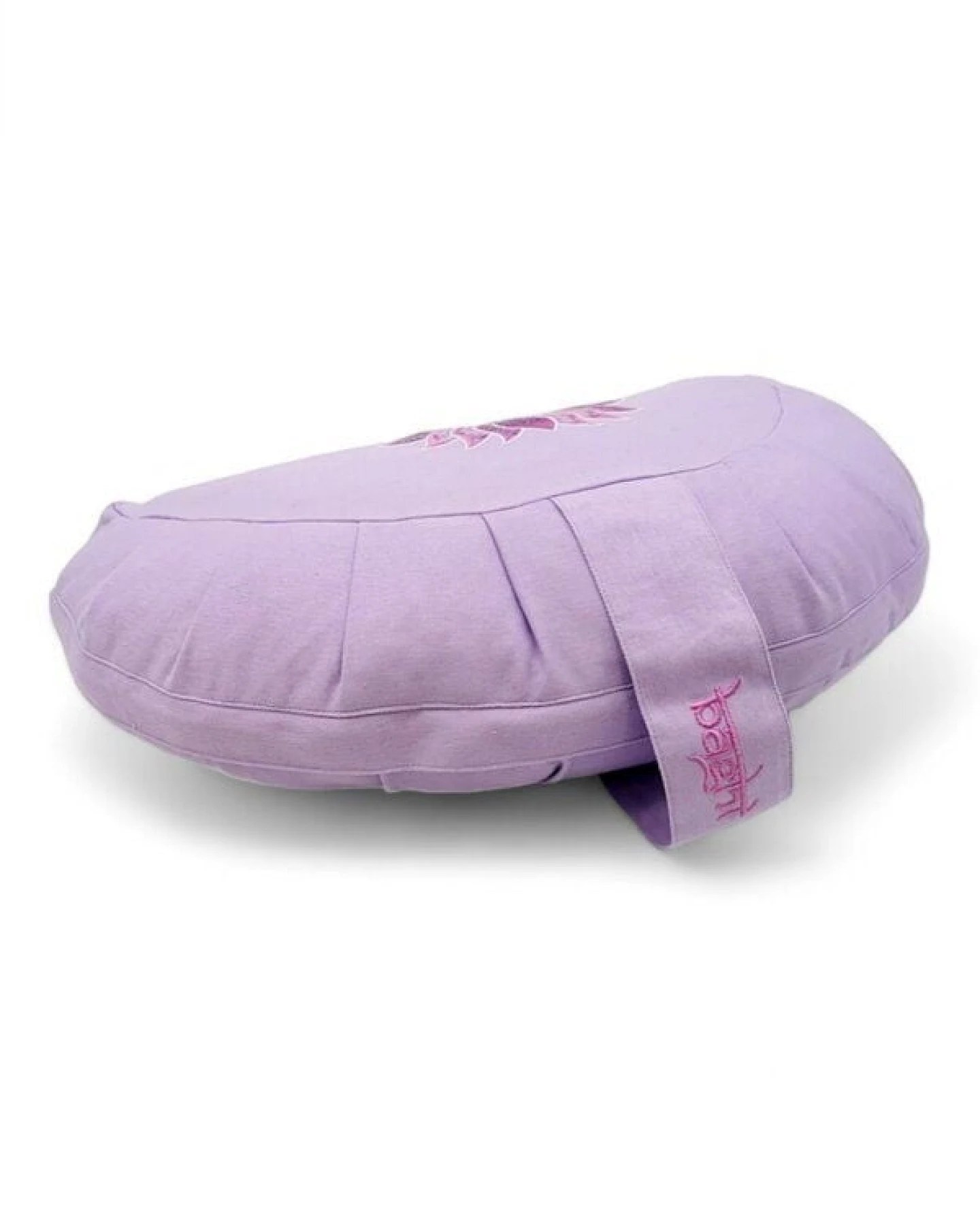 BAGHI Meditationskissen Halbmond pastellige Farben Lotus Bestickung - aus Bio-Baumwolle kbA zertifiziert Sitzhöhe 14 cm – Ansicht 4