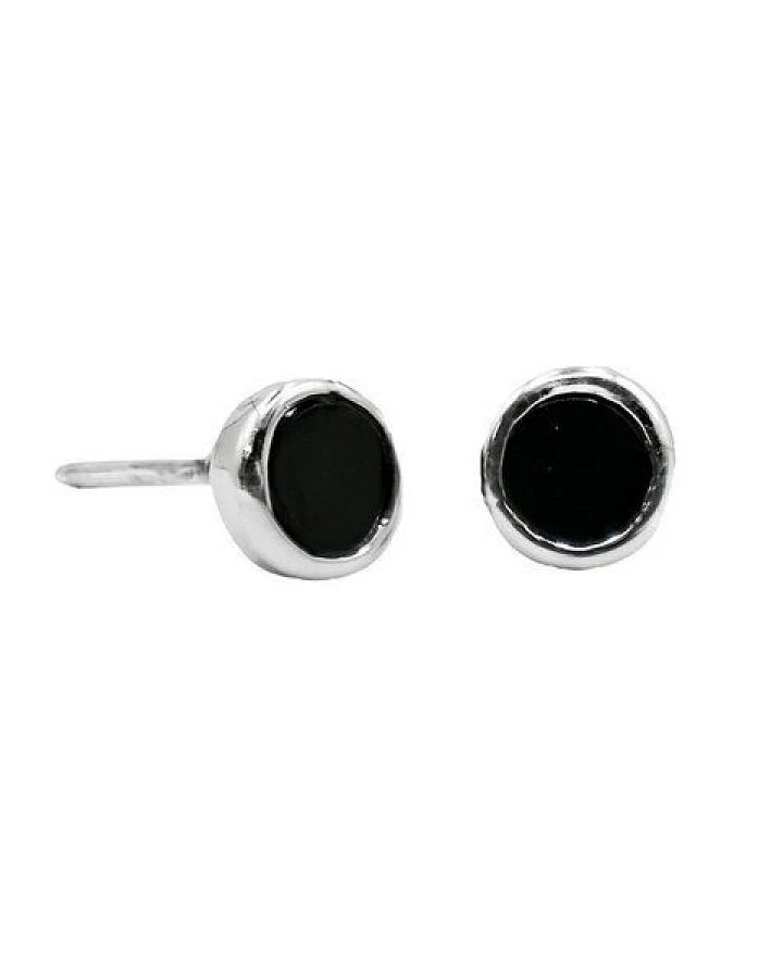 pakilia Obsidian runder Ohrstecker 'Redondo Obsidiana'
