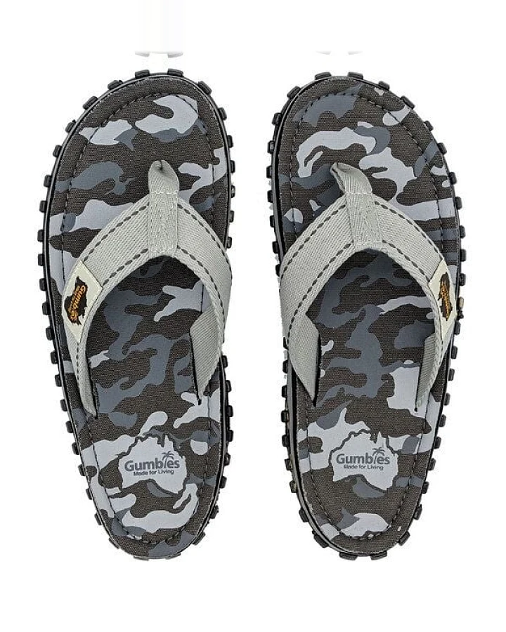 GUMBIES Grey Camouflage - Nachhaltige Zehentrenner