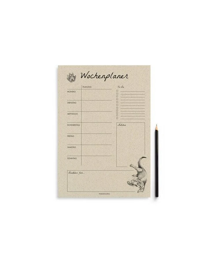 matabooks® A4 Wochenplaner/Familienplaner aus Graspapier mit To-do – 54 Blatt