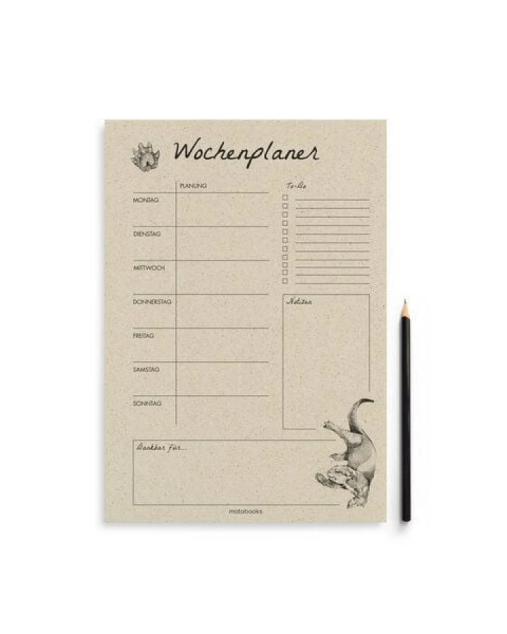 matabooks® A4 Wochenplaner/Familienplaner aus Graspapier mit To-do – 54 Blatt