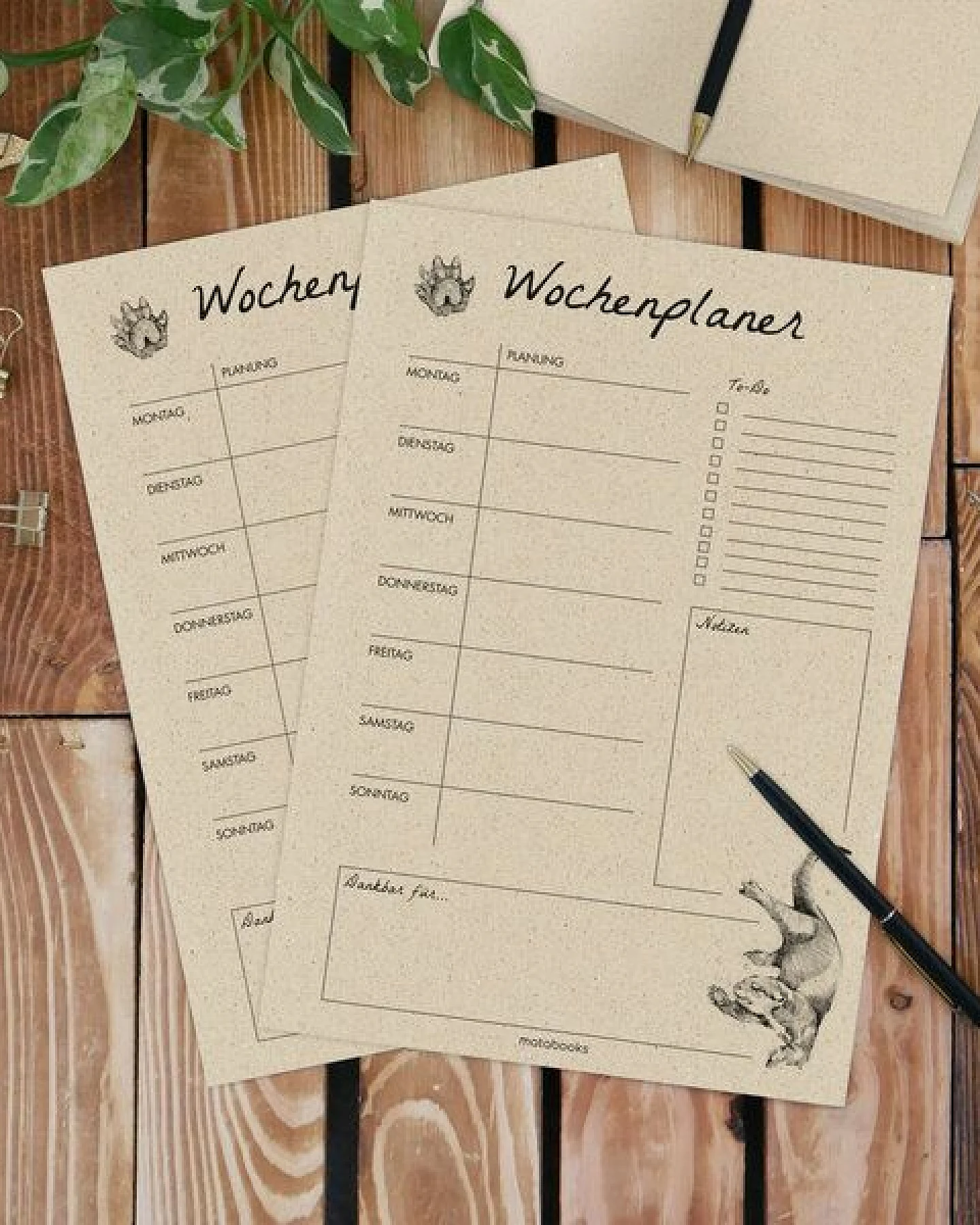 matabooks® Kalender undatiert A4 aus Graspapier – Wochenplaner – Ansicht 3