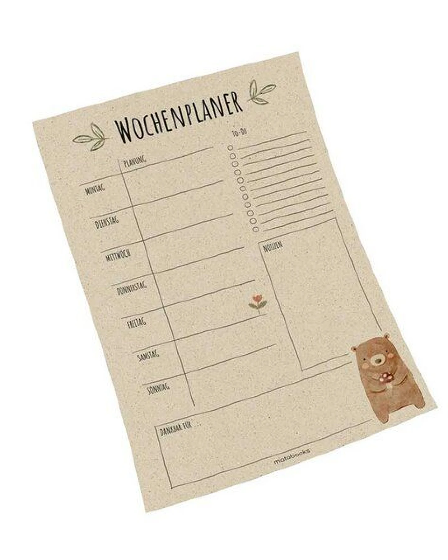 matabooks® A4 Wochenplaner/Familienplaner aus Graspapier mit To-do – 54 Blatt – Ansicht 2