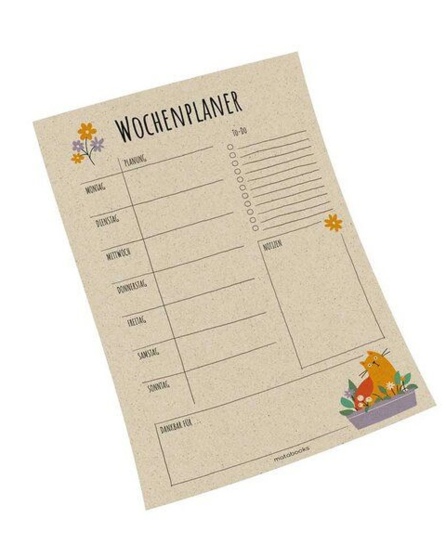 matabooks® A4 Wochenplaner/Familienplaner aus Graspapier mit To-do – 54 Blatt – Ansicht 2