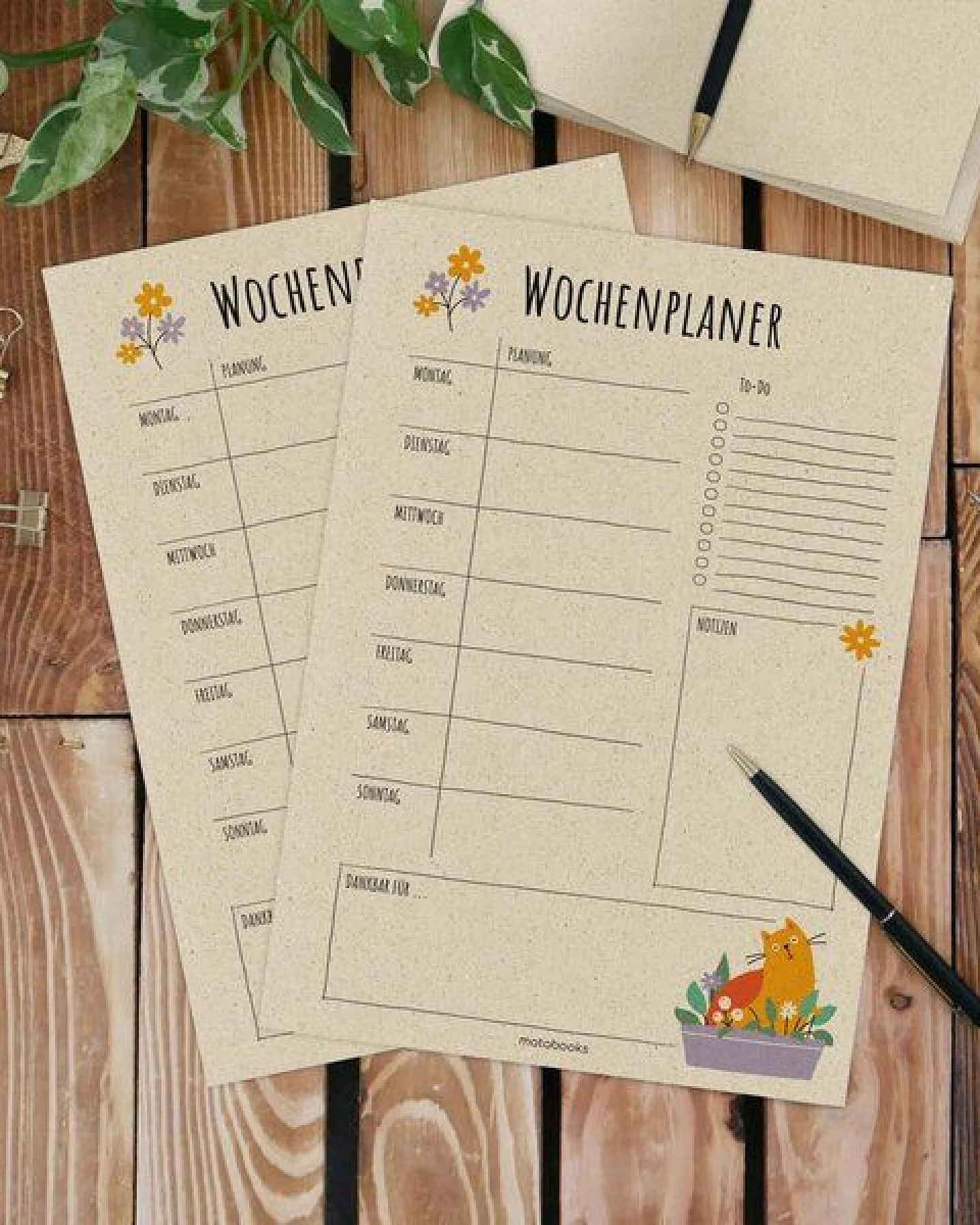matabooks® Kalender undatiert A4 aus Graspapier – Wochenplaner – Ansicht 3