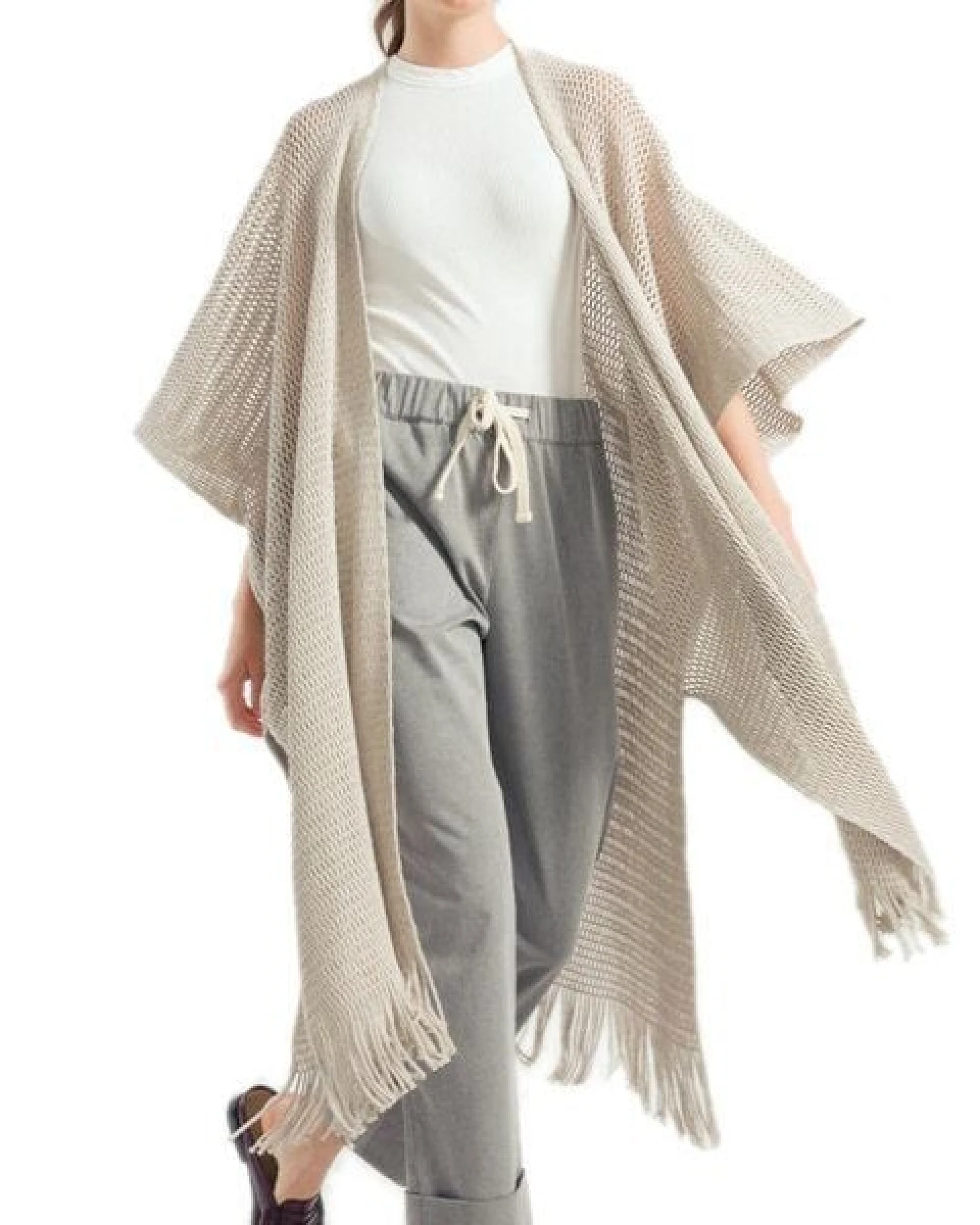 Rifò - Circular Fashion Made in Italy Brisa Netz-Cardigan aus recycelter und Bio-Baumwolle – Ansicht 2