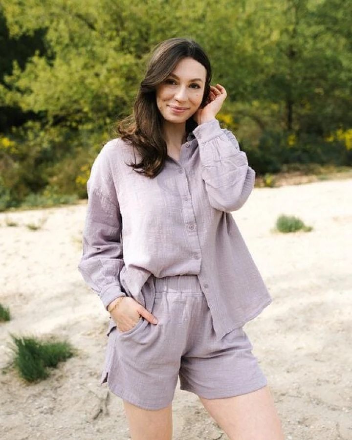 NORDLICHT Damen Oversize Bluse Sofia mit Leinenstruktur aus 100% Bio-Baumwolle