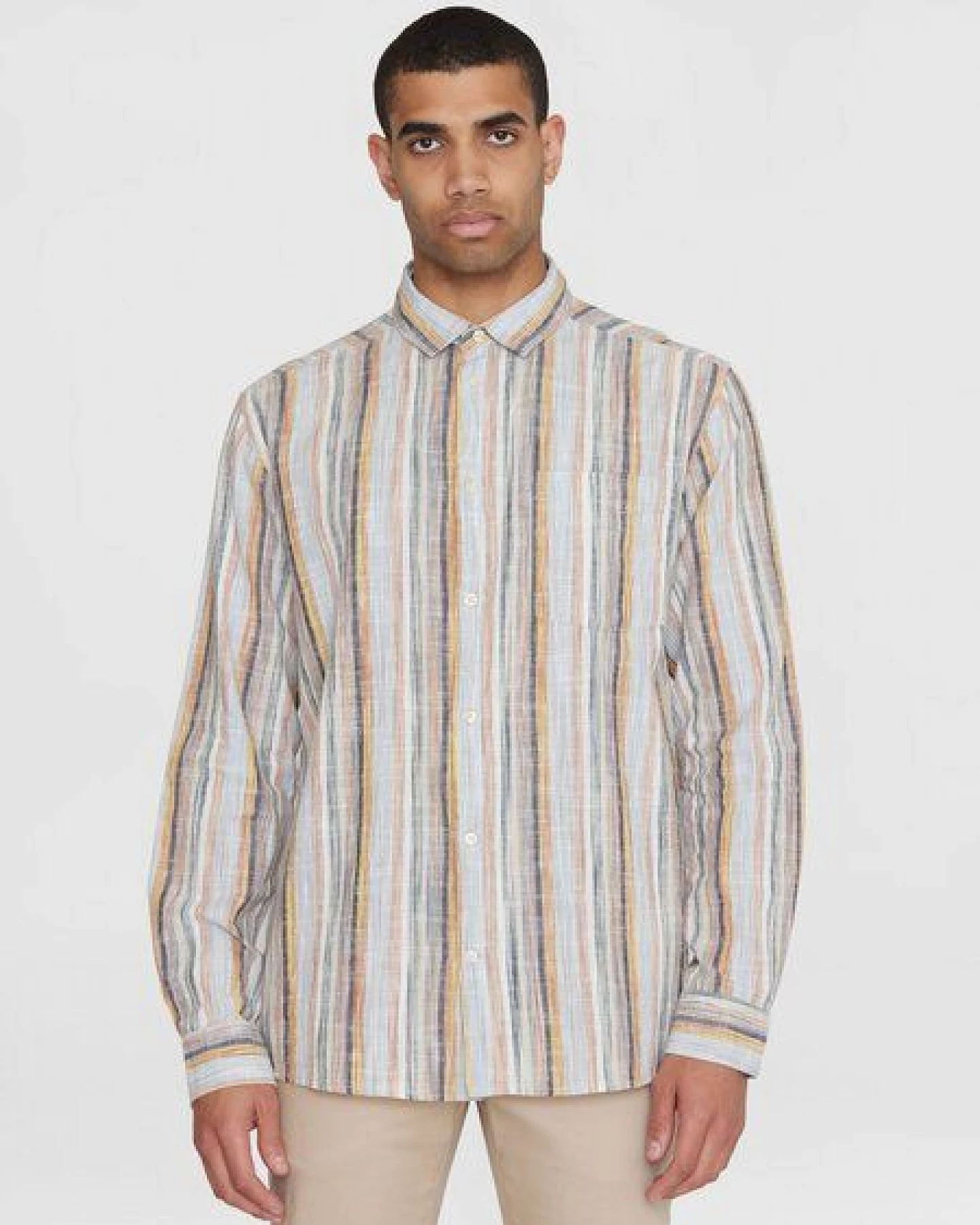 KnowledgeCotton Apparel Loose Fit Streifen Leinen HEMD – Ansicht 2