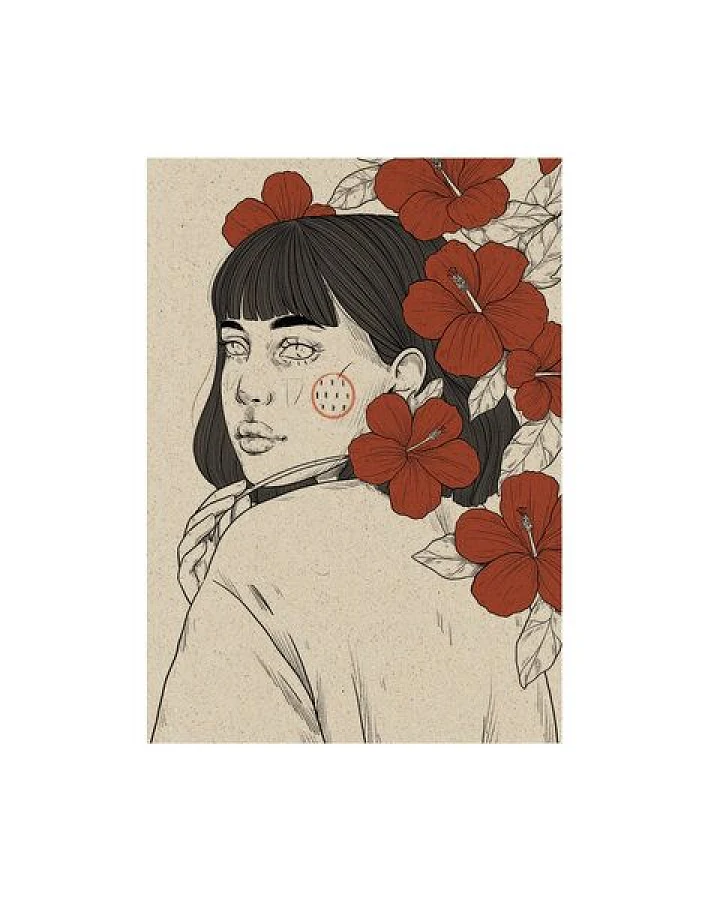 matabooks® Kunstvolle A6 Postkarte mit Blumenmotiv aus nachhaltigem Graspapier – Embrace