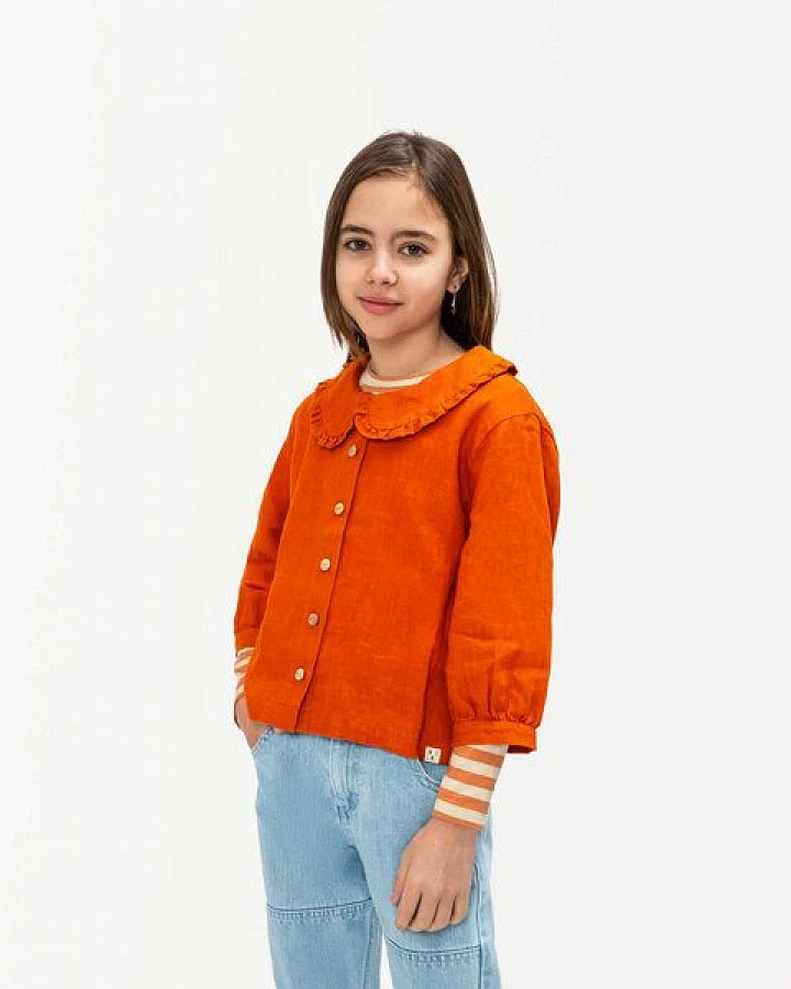 Matona Einzigartige Leinenbluse mit romantischem Rüschenkragen für Kinder / Vintage Collar Blouse