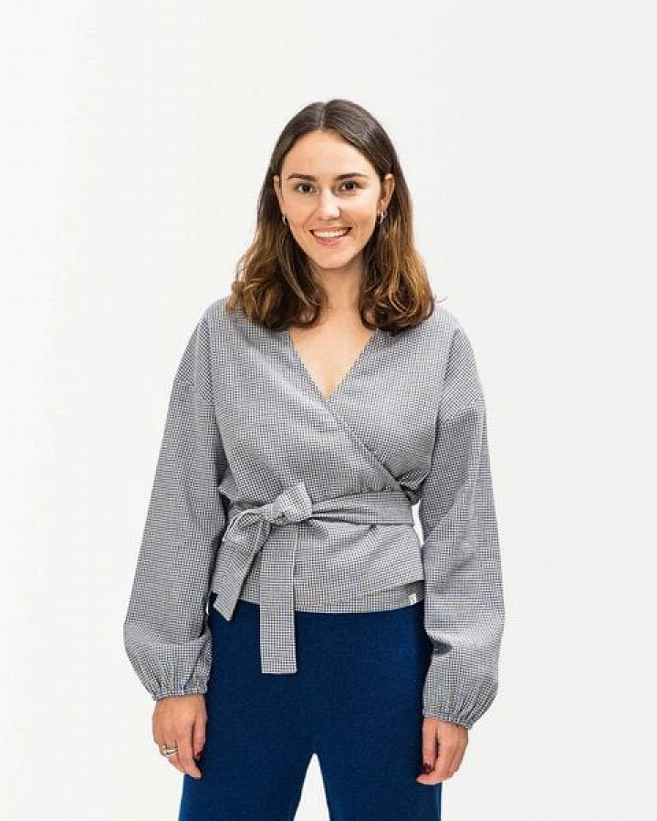 Matona Wickelbluse für Frauen aus weichem Flannel und in trendigem Karomuster / Flannel Wrap Blouse
