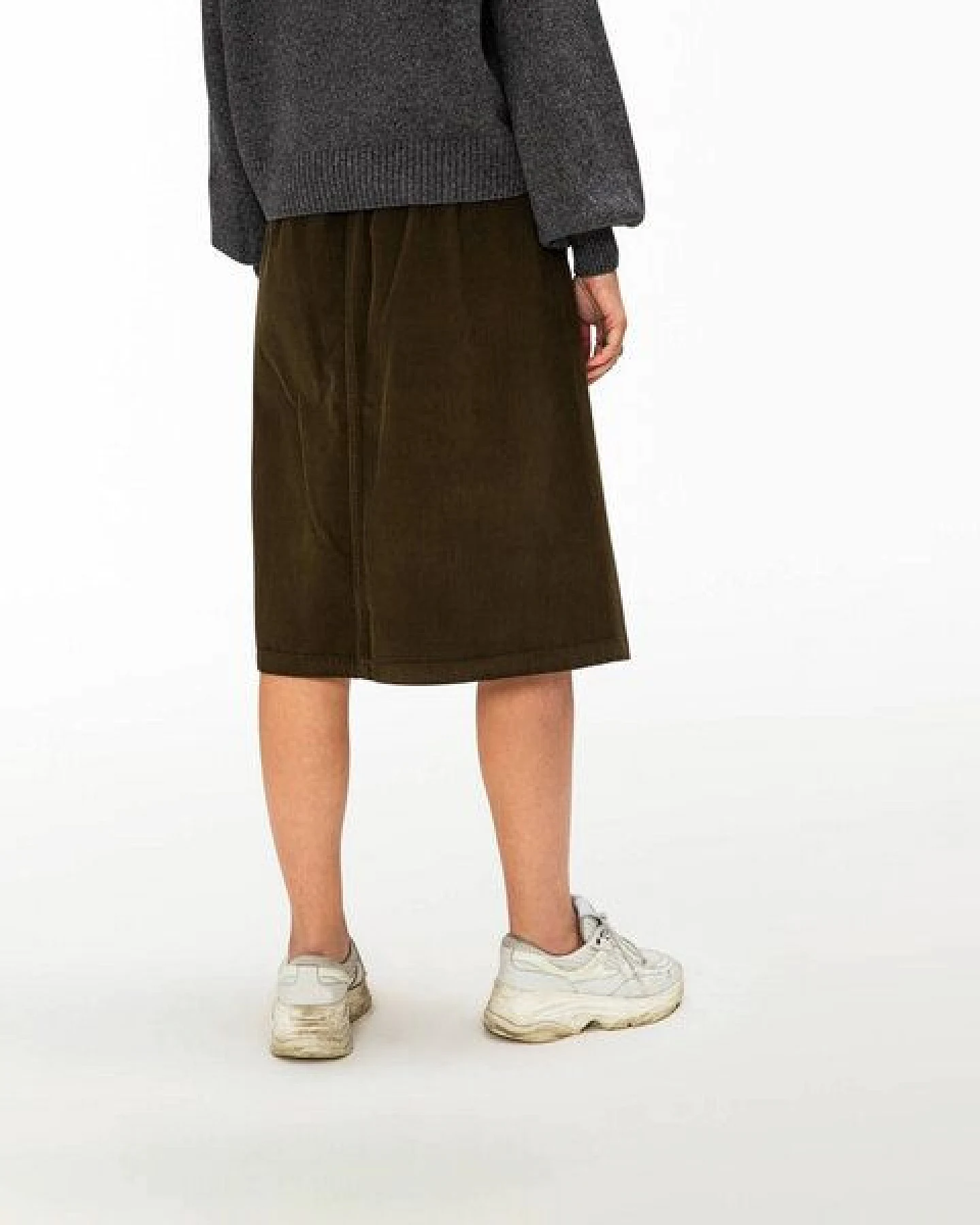Matona Ausgestellter Midi-Rock für Frauen aus 100% Baumwollcord / Flared Corduroy Skirt – Ansicht 2