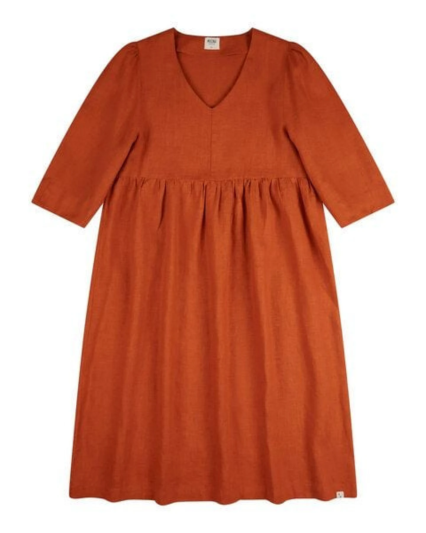 Matona Leinenkleid mit langen Ärmeln für Frauen / Elegant Midi Dress – Ansicht 3