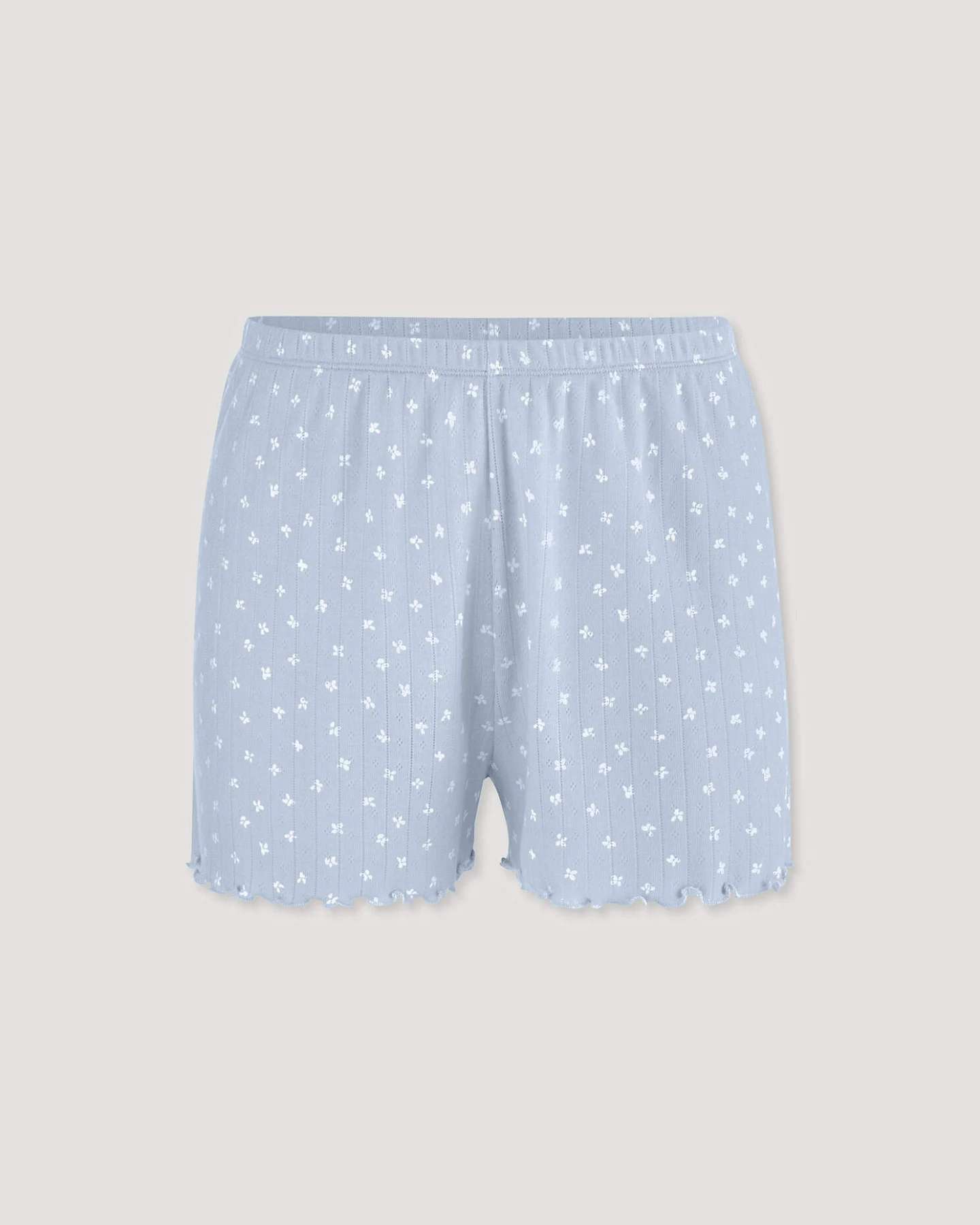 hessnatur Damen Pointelle Schlafshorts PURE COTTON aus Bio-Baumwolle - blau - Größe 48 – Ansicht 3