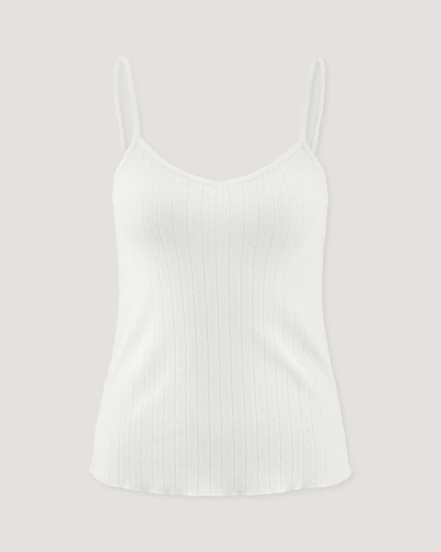 hessnatur Damen Pointelle Spaghetti Top PURE COTTON aus Bio-Baumwolle - weiß - Größe 48 – Ansicht 4
