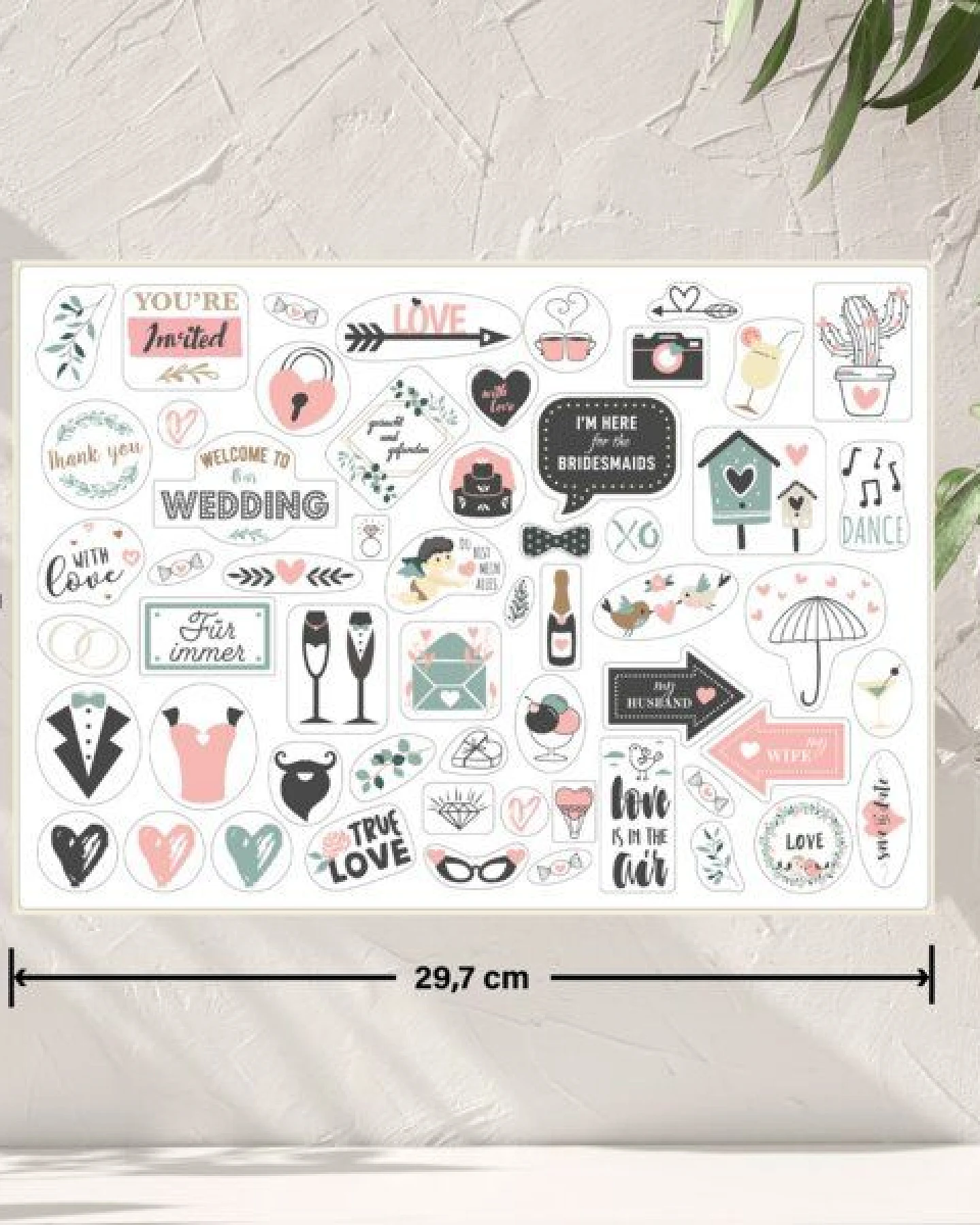Fines Papeterie 200 Aufkleber HOCHZEIT * Sticker für Gästebuch und Fotoalbum * – Ansicht 2