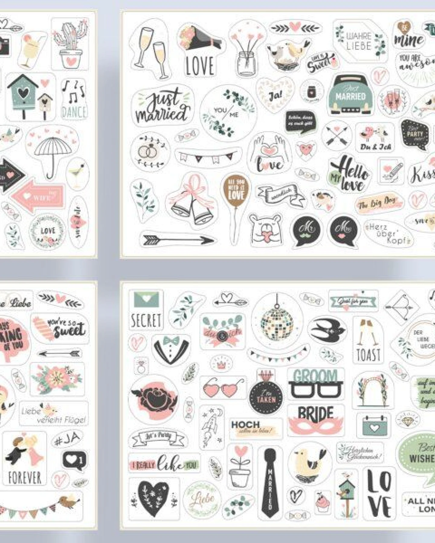 Fines Papeterie 200 Aufkleber HOCHZEIT * Sticker für Gästebuch und Fotoalbum * – Ansicht 3