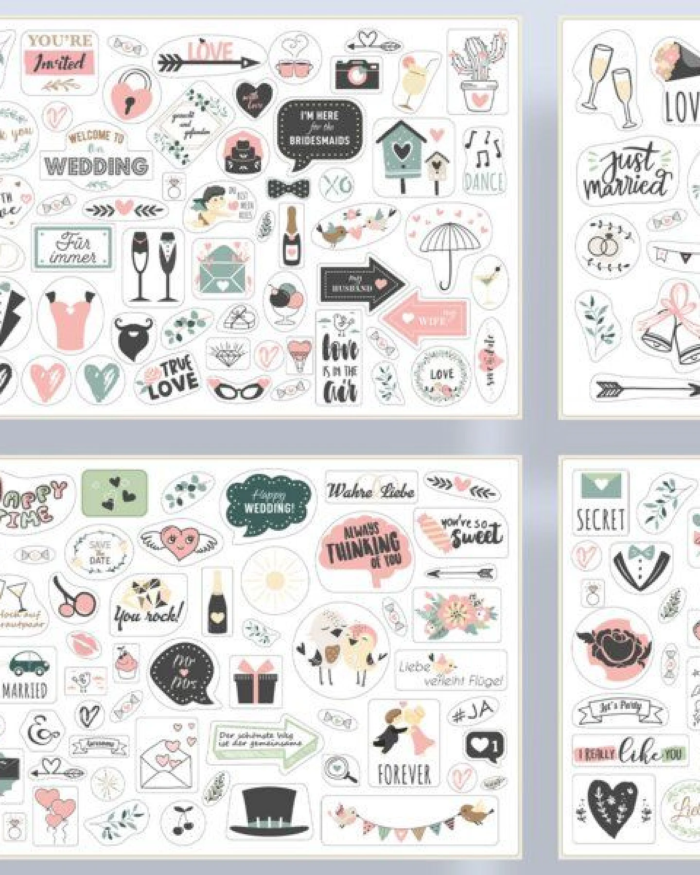 Fines Papeterie 200 Aufkleber HOCHZEIT * Sticker für Gästebuch und Fotoalbum * – Ansicht 4