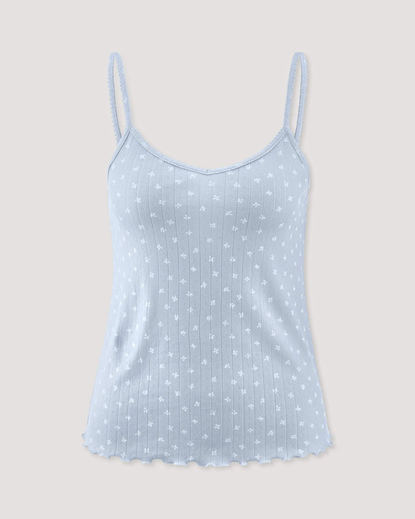 hessnatur Damen Pointelle Spaghetti Top PURE COTTON aus Bio-Baumwolle - blau - Größe 38 – Ansicht 3