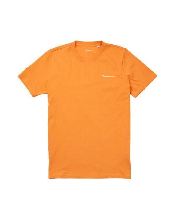 KnowledgeCotton Apparel Regular Trademark Chest Print T-Shirt GOTS/Vegan
