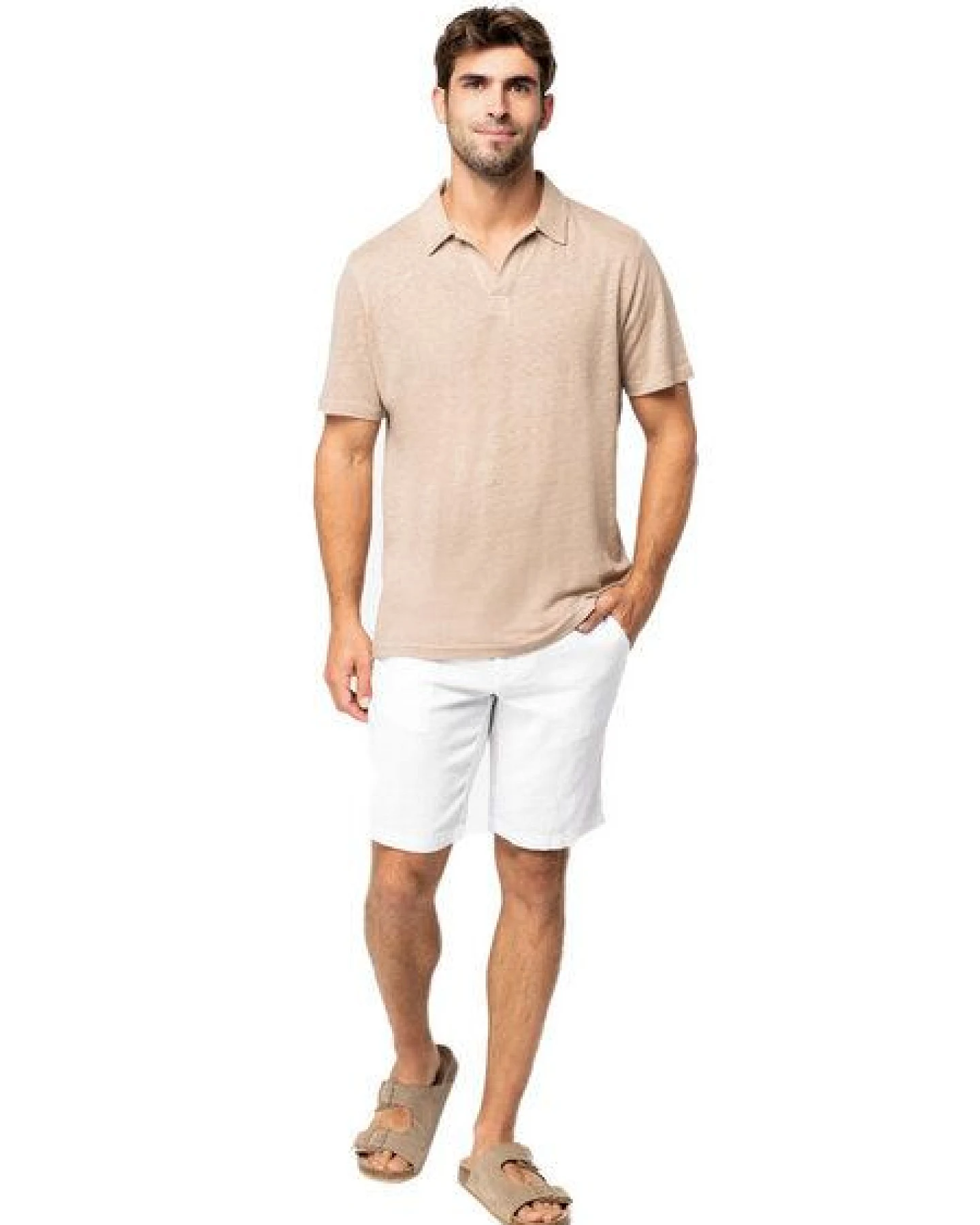 YTWOO Herren Bermuda-Shorts aus 100% Leinen – Ansicht 2
