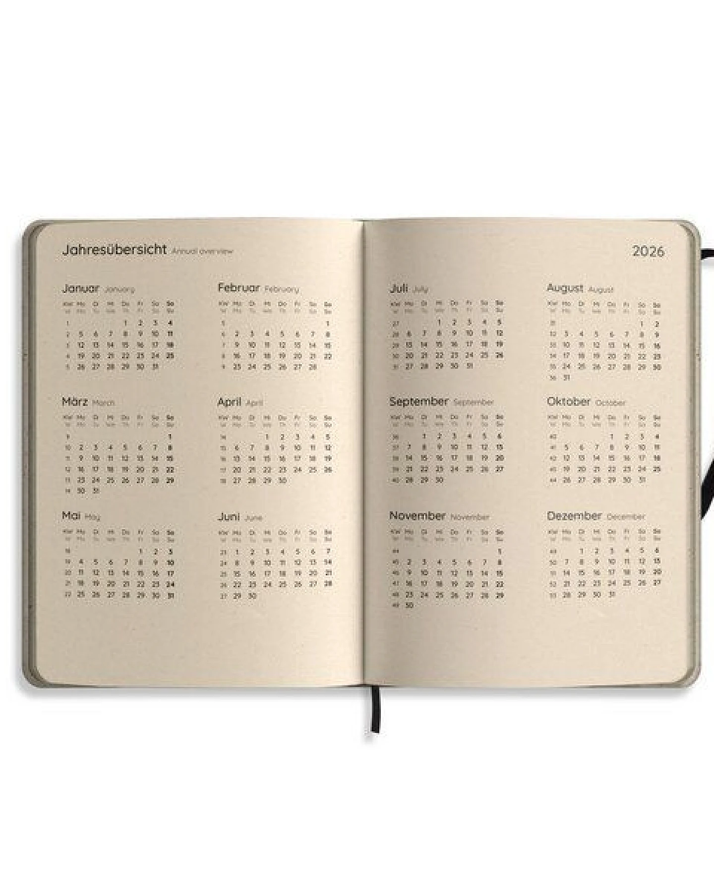 matabooks® Nachhaltiger A5 Kalender, Jahresplaner – Samaya 2026 Farbe: Nature M (DE/EN) – Ansicht 2