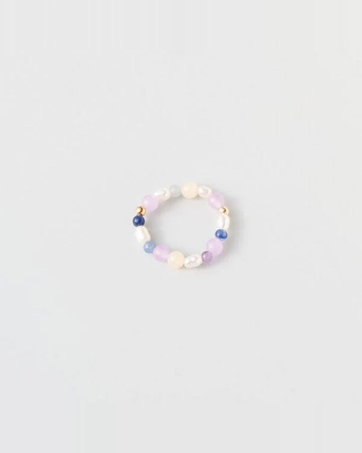 fejn jewelry Ring 'spring pearl' mit Süsswasserperlen und Halbedelsteinen