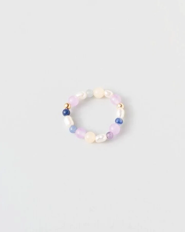 fejn jewelry Ring 'spring pearl' mit Süsswasserperlen und Halbedelsteinen