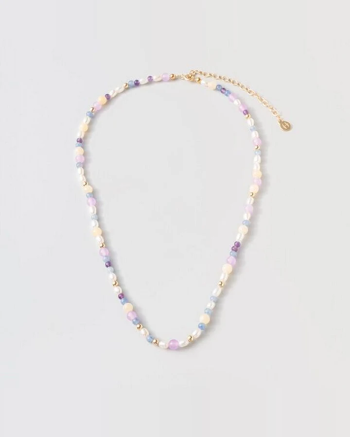 fejn jewelry Kette 'spring pearl' mit Süsswasserperlen und Halbedelsteinen