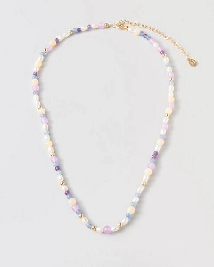 fejn jewelry Kette 'spring pearl' mit Süsswasserperlen und Halbedelsteinen