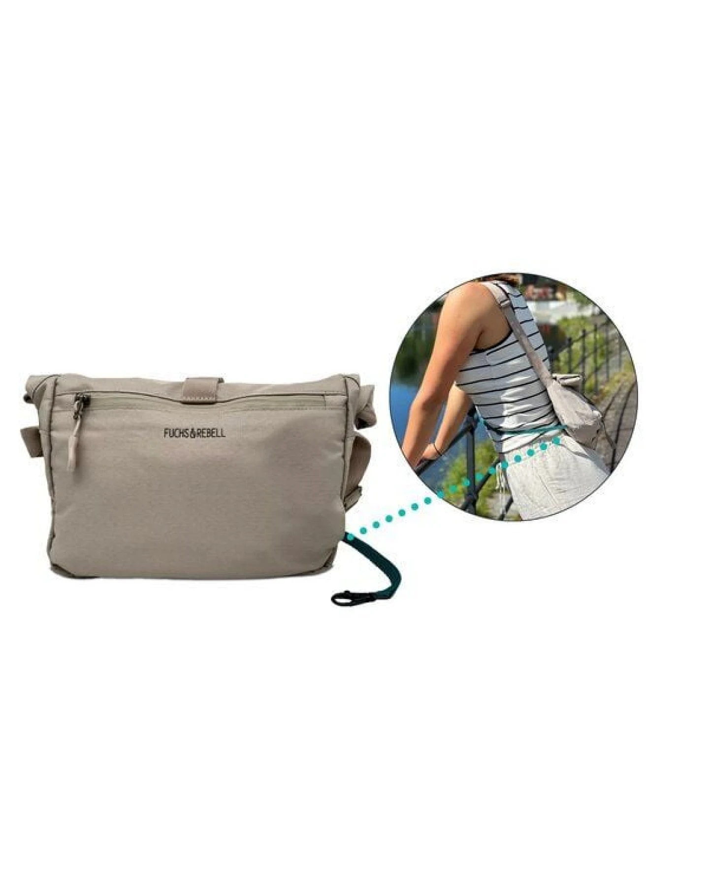 FUCHS & REBELL LUCA Crossbody BikeBag – Fester Halt beim Fahren durch 3-Punkt-Gurt – Ansicht 4