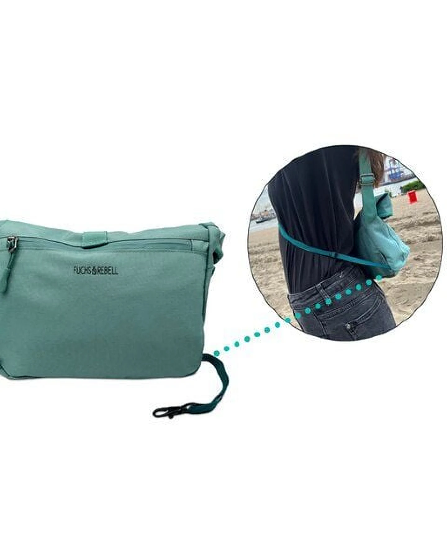 FUCHS & REBELL LUCA Crossbody BikeBag – Fester Halt beim Fahren durch 3-Punkt-Gurt – Ansicht 4