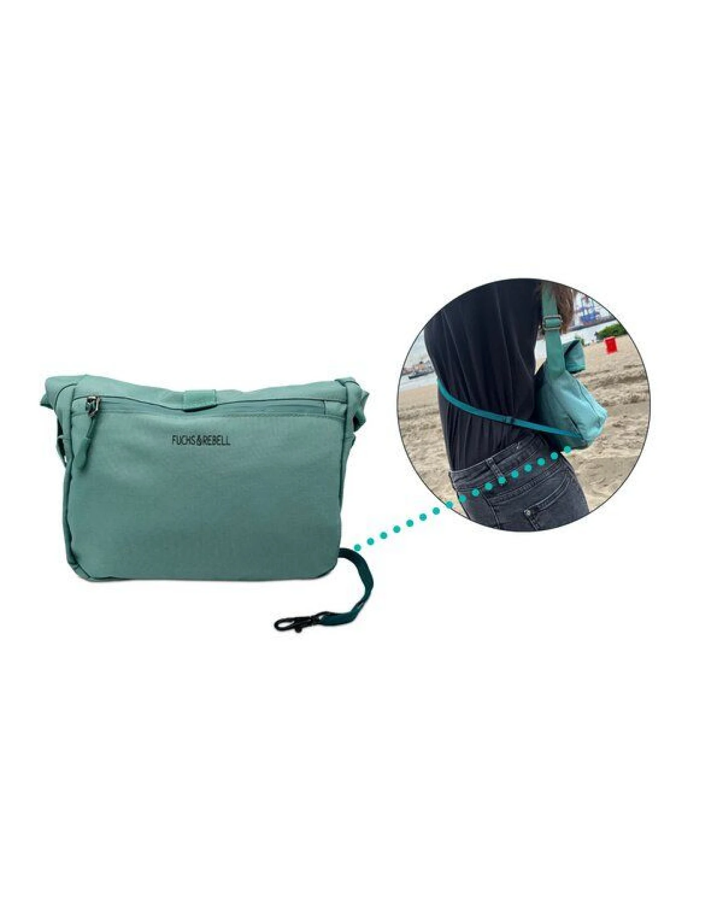 FUCHS & REBELL LUCA Crossbody BikeBag – Fester Halt beim Fahren durch 3-Punkt-Gurt – Ansicht 4