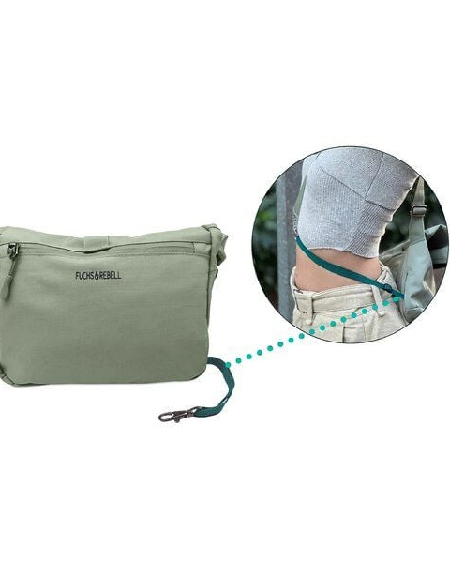 FUCHS & REBELL LUCA Crossbody BikeBag – Fester Halt beim Fahren durch 3-Punkt-Gurt – Ansicht 4