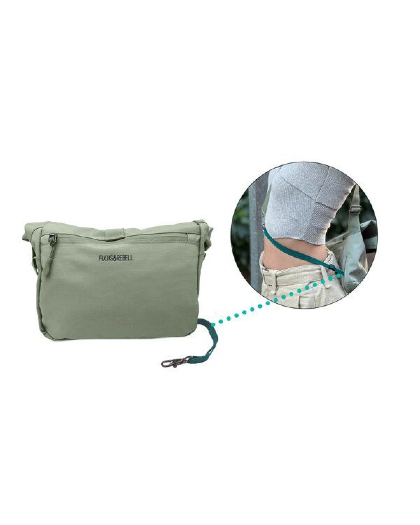 FUCHS & REBELL LUCA Crossbody BikeBag – Fester Halt beim Fahren durch 3-Punkt-Gurt – Ansicht 4