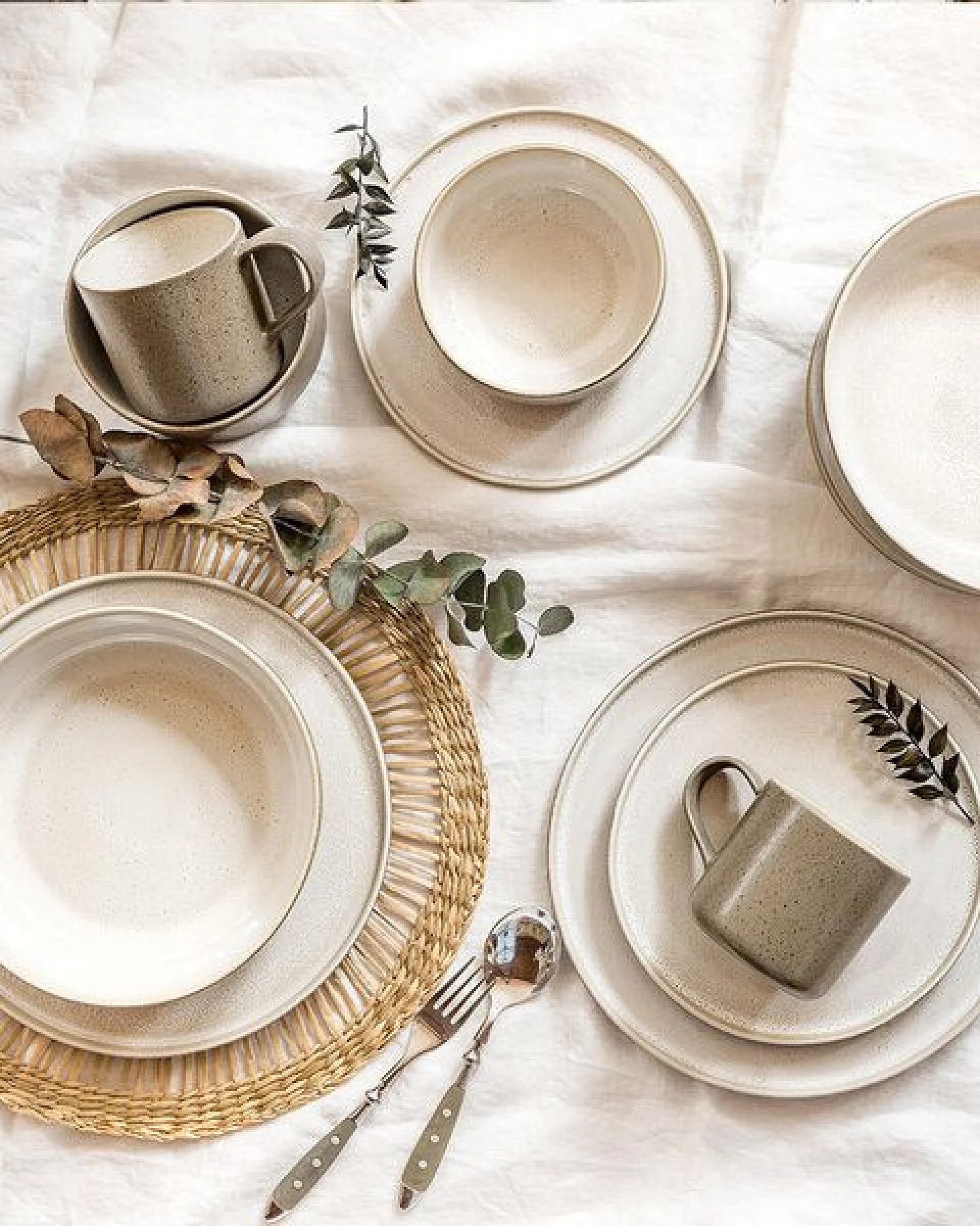 EDDA stoneware Komplett Set Ddoria - Granit Grau aus Steingut (handgemacht) – Ansicht 2