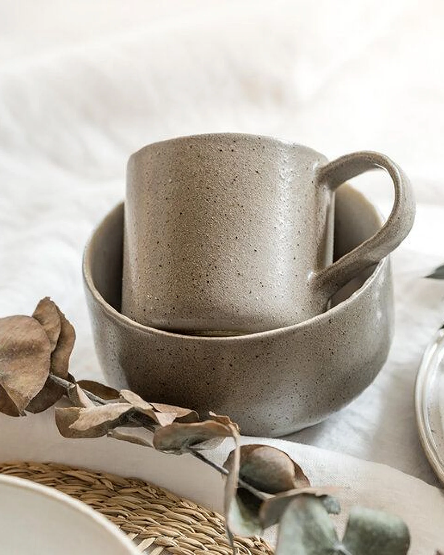 EDDA stoneware Komplett Set Ddoria - Granit Grau aus Steingut (handgemacht) – Ansicht 4