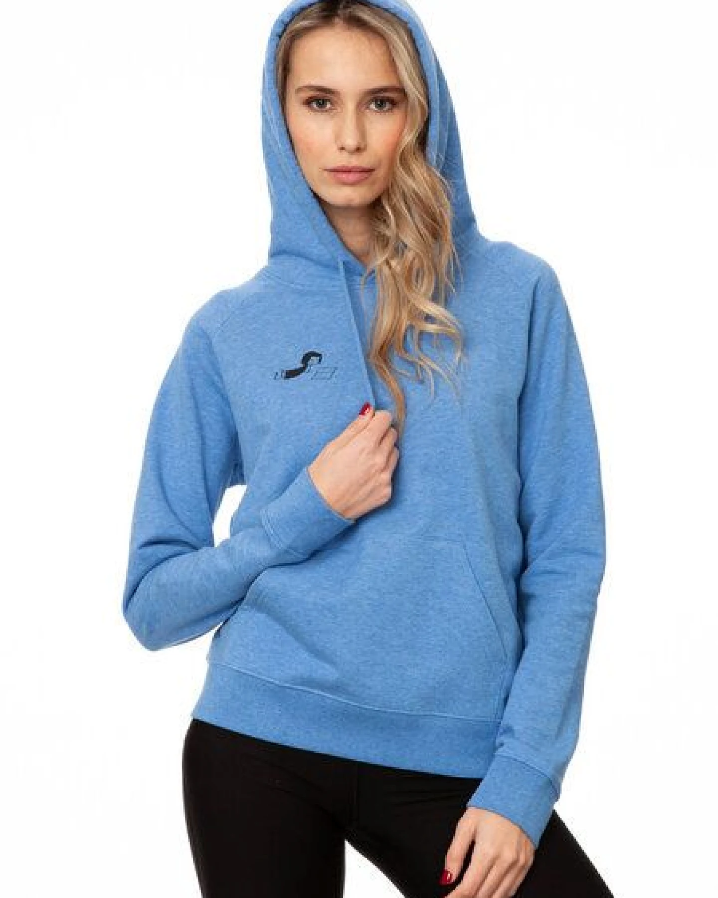 FellHerz Damen Hoodie Buchmädchen blue melange, Bio Fair und Vegan – Ansicht 3