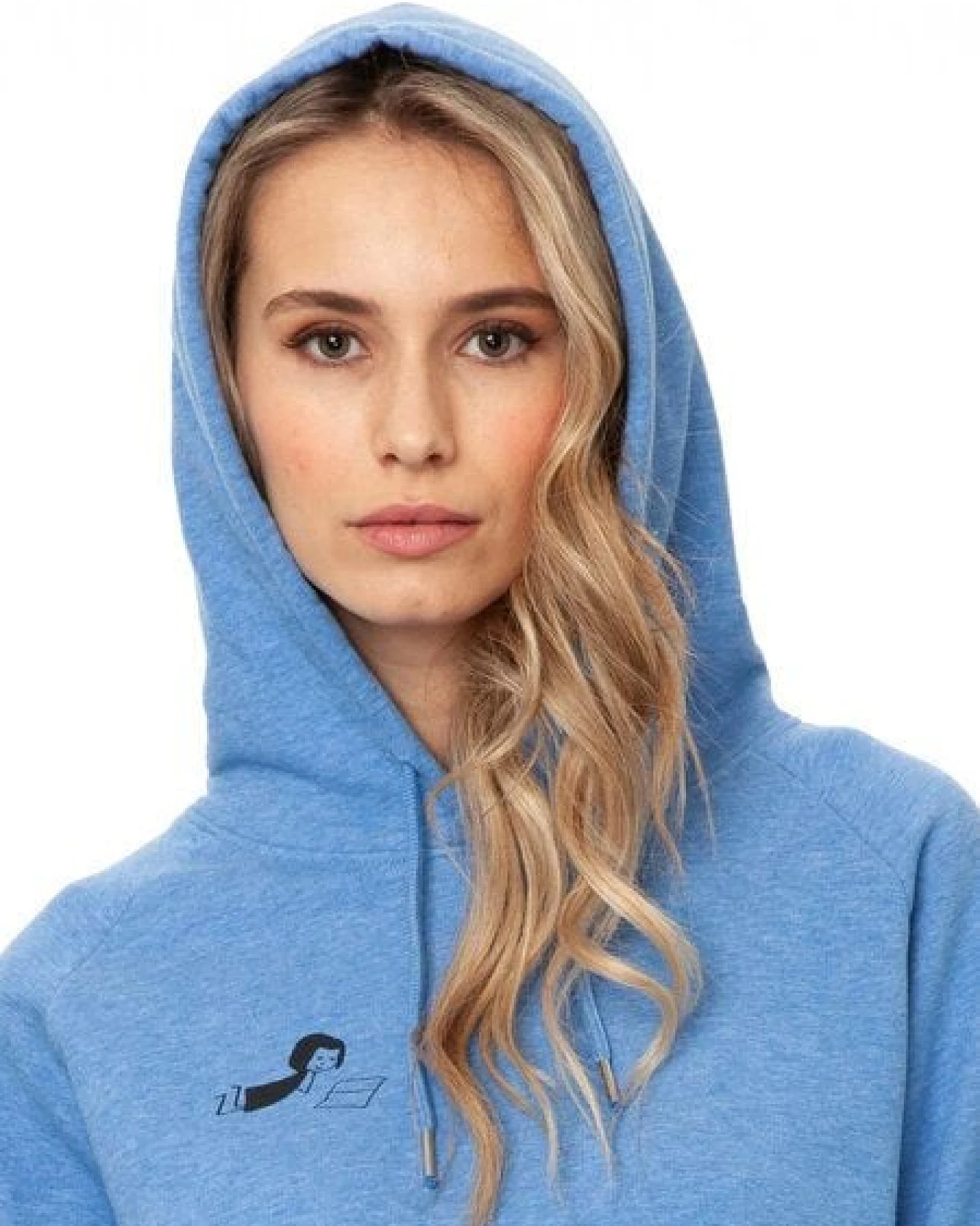 FellHerz Damen Hoodie Buchmädchen blue melange, Bio Fair und Vegan – Ansicht 4