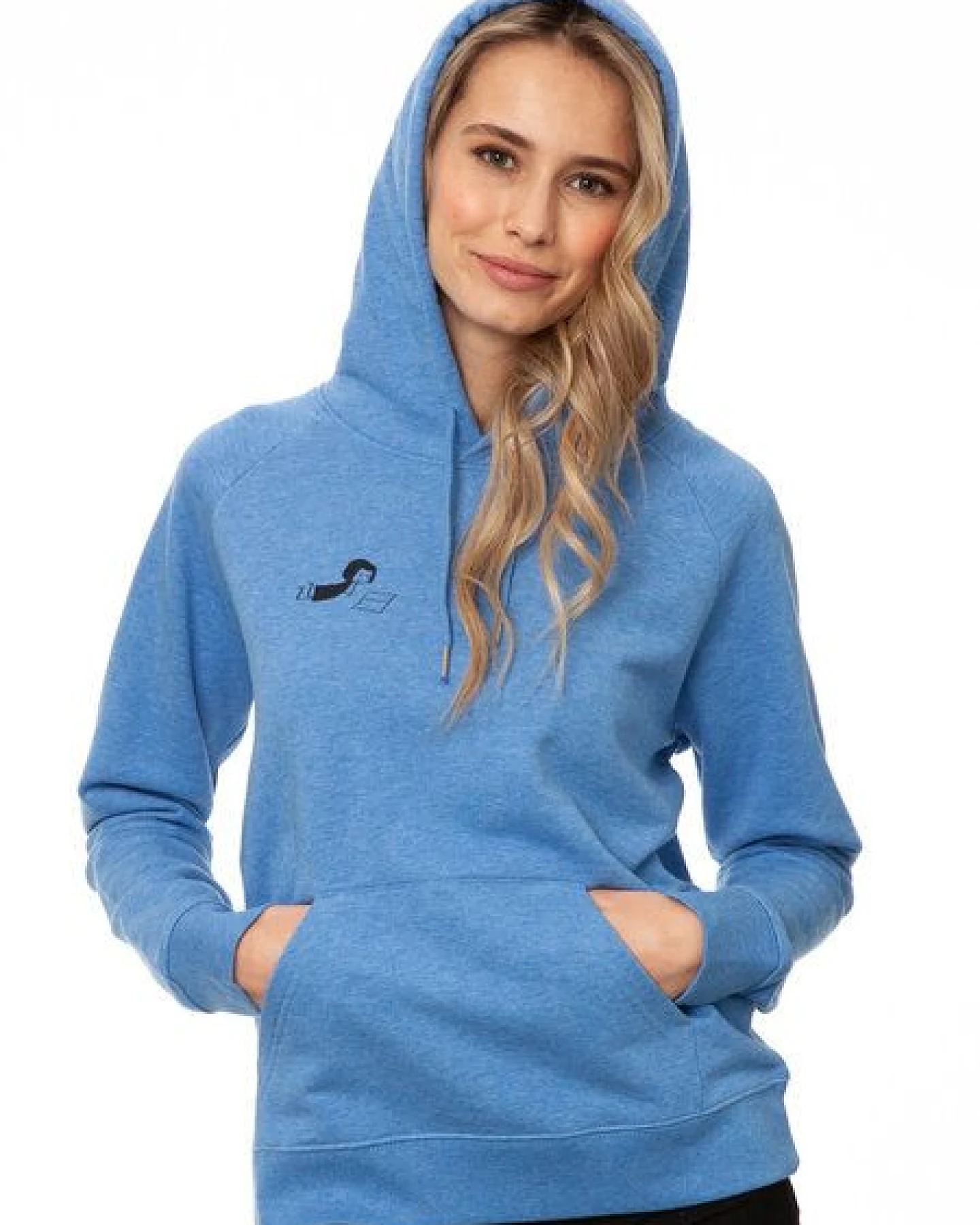 FellHerz Damen Hoodie Buchmädchen blue melange, Bio Fair und Vegan – Ansicht 2