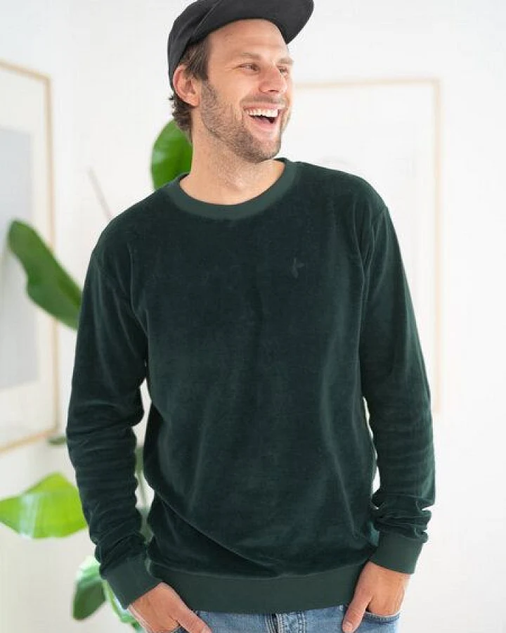 FUXBAU Männer Samt Sweater